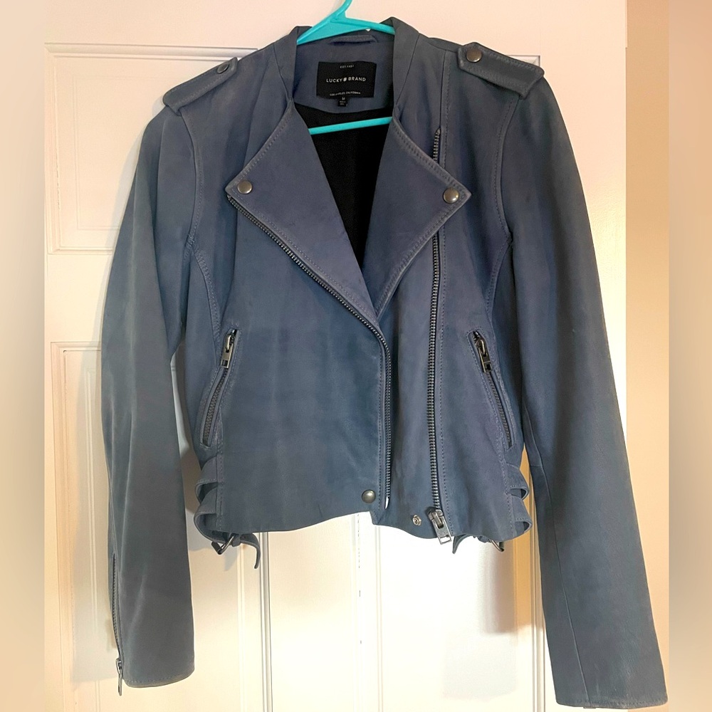 Lucky brand blue leather jacket